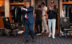 President Donald Trump walks into the White House briefing room to make a  statement about the plane and helicopter crash at Reagan Airport.