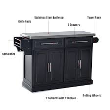 homcom modern rolling kitchen island