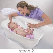 A baby bathtub will help you prop up a wriggling newborn. 12914182956 Summer Infant 4 Stage Newborn To Toddler Bath Center Shower Pink