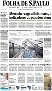 A imagem surgiu no dia 23 de maio de 2020, um dia depois da logo de cara, um errinho bobo denuncia a montagem: Newspaper Folha De Sao Paulo Brasil Newspapers In Brasil Tuesday S Edition February 23 Of 2021 Kiosko Net