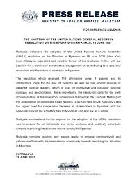 Check spelling or type a new query. Wisma Putra On Twitter Press Release The Adoption Of The United Nations General Assembly Resolution On The Situation In Myanmar 18 June 2021 Hishammuddinh2o Kamarudinjaffar Ikramshahrul Amran Zin Nadziraho H2ocomms Mynewyorkun1 Myaseanptm