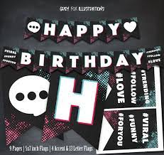 Tiktok Banner Tiktok Birthday Banner Tiktok Party Instagram Happy Birthday Printables Digital Tik Tok Banner Instant Download Diy Birthday Banner Printable Birthday Banner Happy Birthday Lettering