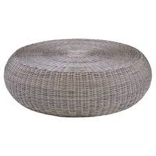 3r studios striped round water hyacinth and seagrass coffee table ottoman. Kingsley Bate Ojai Coastal Beach Grey Woven Wicker Outdoor Round Coffee Table 41 W 50 W Kathy Kuo Home