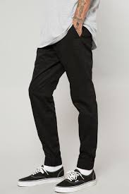 Black Chino Elastic Cuff Joggers Streetwear Elwood Clothing