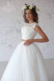 Two Pieces Wedding Set Cropped Lace Top With Caped Lace Etsy Tulle Skirt Wedding Dress Crop Top Wedding Dress Off White Wedding Dresses