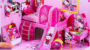 Hello kitty home furnishings in form of bedroom vanity and mirrors with nightstand even bedding will make sure about enchanting atmosphere inside of bedroom space with real cute pink theme. Hello Kitty Room Decor
