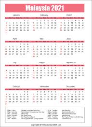 Hundreds of free printable calendars for you to print on demand. Malaysia Holidays Calendar 2021