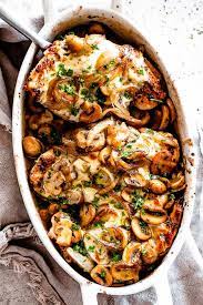 Easy Cheesy Baked Chicken Breasts With Mushrooms