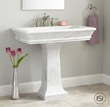 polished carrara marble pedestal sink