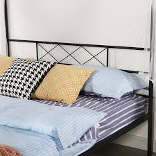 Bed frame metal platform mattress foundation. Vecelo Full Modern Metal Platform Canopy Bed Frame Mattress Foundation Box Spring Replacement With Slat Headboard And Footboard Black Multiple Size Available Walmart Com Walmart Com