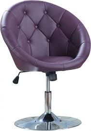Lavish Purple Leatherette Swivel Desk Chair With Tufted Backrest And Chrome Polished Round Metal Bas Swivel Barrel Chair Leather Accent Chair Swivel Chair Desk
