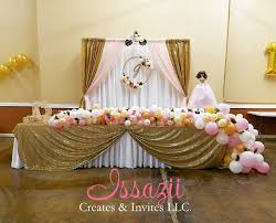 Quinceanera Main Table Decoration With Balloon Garland Blush Pink And Gold Quinceanera Decorations Quince Decorations Quinceanera Themes