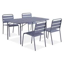 Ensemble Repas De Jardin 4 Personnes Table De Jardin 150x90 Cm Et 4 Chaises En Metal Gris Anthracite Chaise Grise Table De Jardin Ensemble Table De Jardin