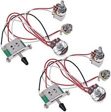 The addition of a treble bleed circuit is optional. Amazon Com Kmise Electric Guitar Wiring Harness Prewired Kit 3 Way Toggle Switch 1 Volume 1 Tone 500k Pots Jack 2 Set Musical Instruments