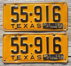 1942 Texas License Plates Re Validated For Year 1943 With Small Metal Tabs Affixed To 1942 Plates This Being Due To Metal Shortage License Plate Plates Texas