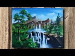 Hey ️ 💓my online art classes : Waterfall Landscape Painting For Beginners With Acrylic Colour Ofr Beginners Painting With Oil Paints