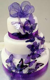 Pin By Linda Van Rooyen On Cakes Purple Butterfly Cake Purple Wedding Cakes Purple Wedding Cake