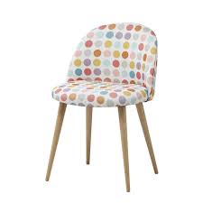 Chaise Vintage Motifs Pois Et Bouleau Massif Maisons Du Monde Vintage Chairs Patterned Chair Polka Dot Fabric