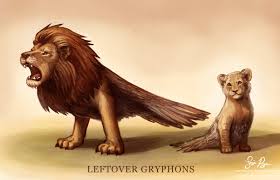 Majestic and powerful creature of classical times known for guarding priceless possessions ___ eagle (alternate spelling) creature with lion's body, eagle's head and wings. Leftover Gryphons By Risachantag On Deviantart
