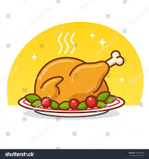 Thanksgiving Turkey Or Roast Chicken Clip Art Illustration In Flat Cartoon Vector Style Roasted Poultry O Chicken Clip Art Chicken Illustration Roasted Turkey