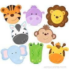 Jungle Animal Faces Cute Digital Clipart Jungle Clip Art Jungle Animals Animal Faces Clip Art