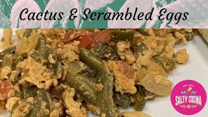 I've never cooked with cactus before and want to try adding it to my black beans. Scrambled Eggs With Cactus Nopales Con Huevos A La Mexicana Youtube
