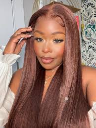 Brown Cherry Kinky Straight 13x6in Fitted Glueless HD Lace Wig [GW03]