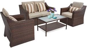Find new outdoor furniture cushions for your home at joss & main. Amazon Com Suncrown 4 Piece Outdoor Patio Furniture Conversation Set Rattan Wicker Chairs With Glass Top Table All Weather And Thick Cushion Covers Brown Garden Outdoor