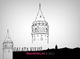 Vektorel Cizim Galata Kulesi Istanbul Art Drawings