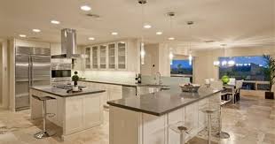 Black And White Marble Floor Kitchen Great Contrast With A Black Granite Counter Top And Beige Marble Floor In This Open Plan Kitchen Like Comment To Let Us Countertops Kitchen Renovation Home