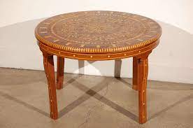 Best moroccan coffee table from round moroccan coffee table. Moroccan Round Coffee Table Inlaid Marquetry At 1stdibs