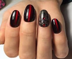 Elegant Schwarz Rot Farbkombination Gerade Linie Nail Design Franzosische Nageldesign Naildesign Elegante Nagel