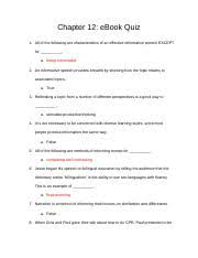 Chapter 12 Quiz Chapter 12 Ebook Quiz 1 All Of The Following Are Characteristics Of An Effective Informative Speech Except For A Being Memorable 2 An Course Hero