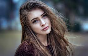 Blonde hair and blue eyes portrait of a girl with blonde hair and blue eyes. Wallpaper Girl Anna Long Hair Photo Blue Eyes Model Beauty Bokeh Lips Face Brunette Portrait Mouth Close Up Looking At Camera Sweater Images For Desktop Section Devushki Download