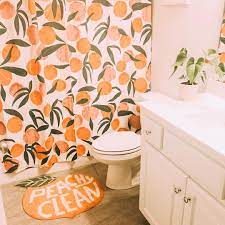 This rainbow shower curtain with a peach rainbow bath mat and rainbow towels will bring your peach girls bathroom decor to life and add that pizazz and harmony you have been looking for. Worth Trying 10 Peach Colored Bathroom Some Of The Cleverest And Inspiring For Your Property Peach Bathroom Bathroom Decor Luxury Bathroom Colors