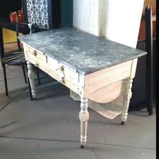 Vintage Baking Table With Zinc Top And Drawers For Flour Beneath Love Vintage Kitchen Painted Furniture Zinc Table