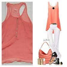 Blusa Naranja Tank Top Fashion Moda Casual Fashion