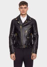 Versace Nappa Leather Biker Jacket For Men Official Website Biker Jacket Mens Jackets Leather Biker Jacket