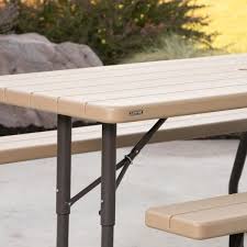 Lifetime Lifetime 6 Ft Folding Picnic Table Heather Beige 60244 The Home Depot In 2020 Folding Picnic Table Picnic Table Table