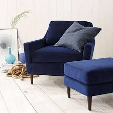 Navy Blue Chair And Ottoman In Cottage Style Interior Dark Blue Cobalt Blue Indigo Blue Royal Blue Nav Upholstered Chairs Living Room Chairs Blue Armchair