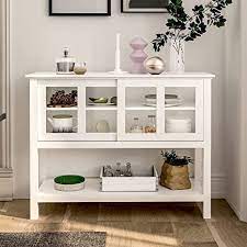 Windville dining room server serves up a tasteful helping of rustically refined style. Amazon Com Tiptiper Sideboard Buffet Storage Cabinet Dining Room Buffet Table Server With Sliding Tempered Glass Doors White Console Cabinet With Bottom Shelf For Living Room Entryway Buffets Sideboards