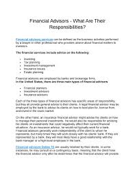 Start a free workable trial and post your ad on the most popular job boards today. Financial Advisors What Are Their Responsibilities By Jeffhardy Issuu
