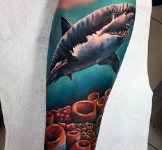 Black And White Shark Tattoo Sleeve 40 Ocean Sleeve Tattoos For Men Underwater Ink Design Ideas Ocean Sleeve Tattoos Ocean Sleeve Tattoo Sleeve Men