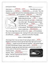 Life Cycle Of A Star Note Taking Worksheet Life Cycles Life Cycle