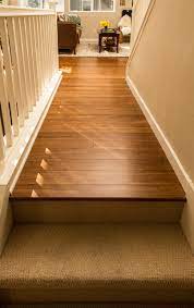Wood stairs can be slippery, and having carpet on the stairs doesn't necessarily prevent falls, but it helps to provide traction compared to hardwood. Bamboo Flooring Carpeted Stairs San Jose Ca Flur San Francisco Von San Jose Hardwood Floors