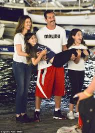 After joining the cast on saturday night live, he starring in. Adam Sandler Poses For Pictures With Wife And Daughters As They Enjoy Family Vacation In Italy Daily Mail Online