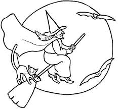 Halloween witch flying on broom. Halloween Coloring Pages Free Printables For Kids