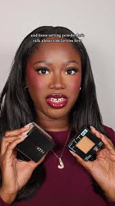 differences between loose and pressed powder & how i use them ✨  #settingpowder #blackgirlmakeup #darkskinmakeup
