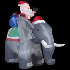 Santa On Elephant Toy Bag Gemmy Christmas Airblown Inflatable Holiday Yard Decor Inflatable Santa Elephant Toy Outdoor Holiday Decor