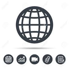 Globe Icon World Or Internet Symbol Calendar Chart And Checklist
